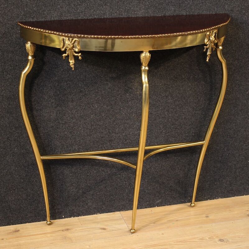20th century Italian gilded brass console table