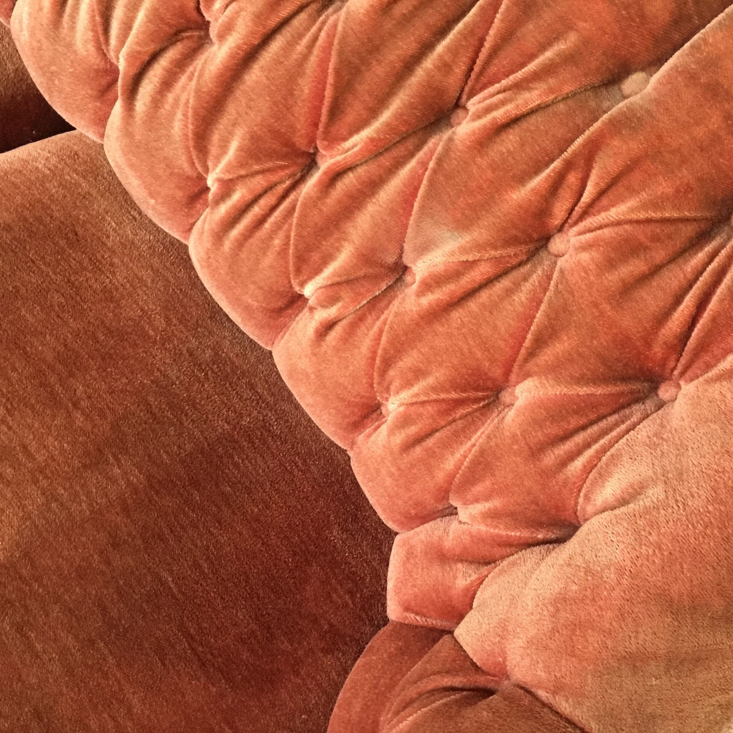 Pink velvet sofa
