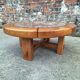 Table basse vintage en orme et céramique