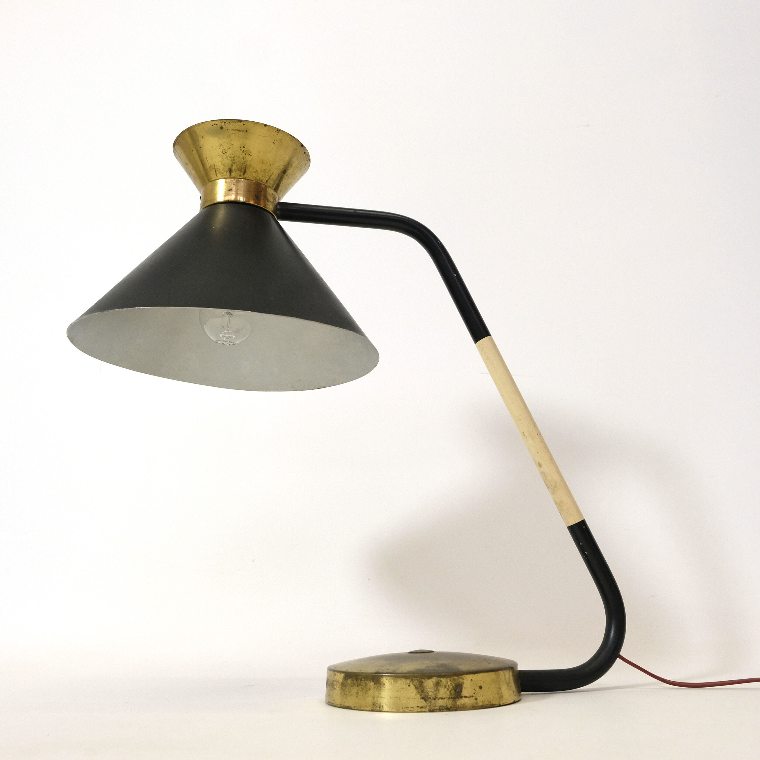 Black and gold diabolo desk lamp, Jumo, 1950/1960