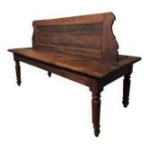 Antique French oak station bench – double-sided, 19th century (140 x 61 x 86 cm)