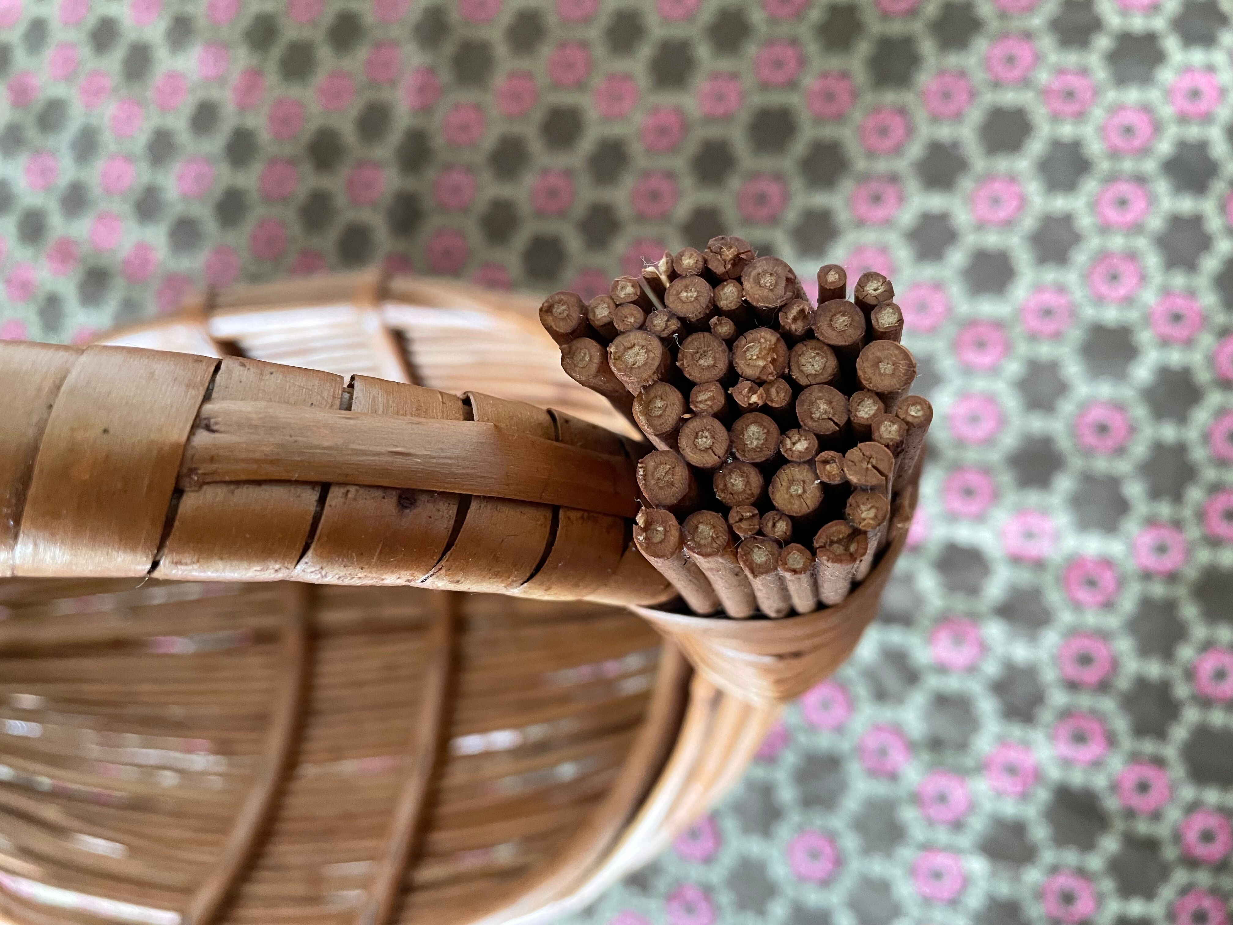 Woven wicker fruit basket 1960