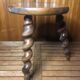 Charles Dudouyt style tripod milking stool vintage twisted wood #a583