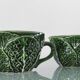 Paire de tasses en barbotine "Feuille de chou" - Caldas da Rainha