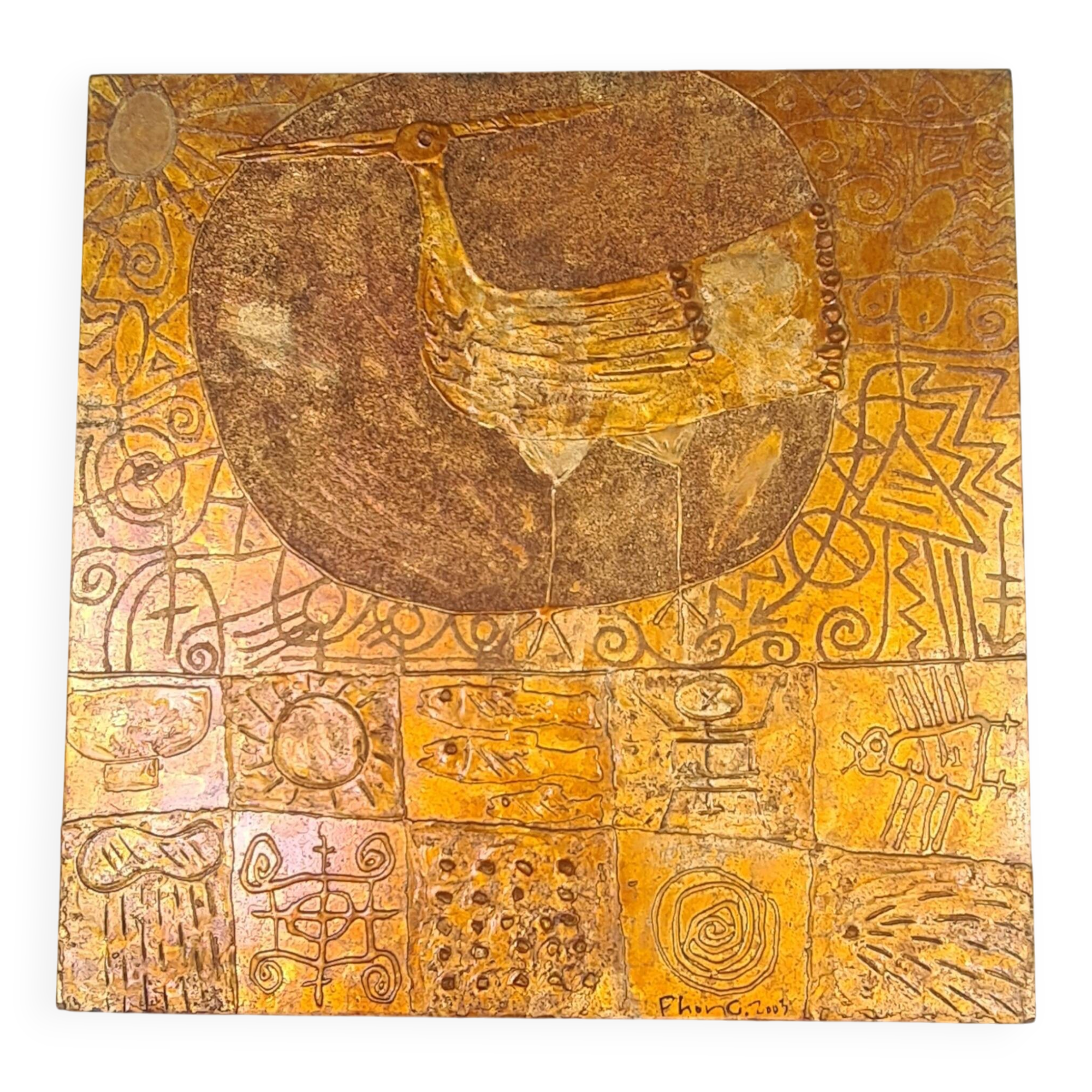 Lacquered table on wood