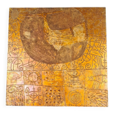 Lacquered table on wood