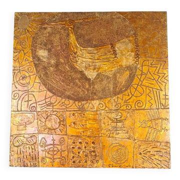 Lacquered table on wood