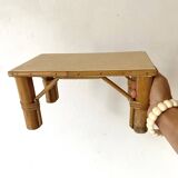 Vintage rattan low stool, 60s