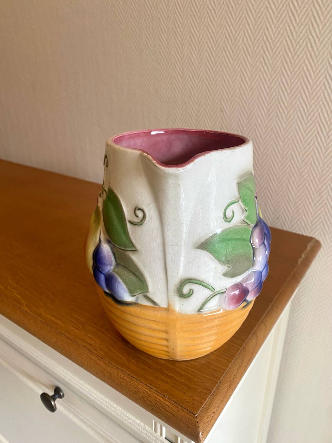 Saint Clement earthenware carafe with fruit decoration