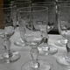 6 old glass glasses engraved glass