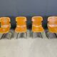 Vintage brass and cognac leather dining chairs by Willy Rizzo for Cidue set of 4