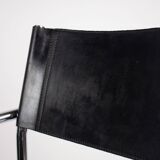 Pair of Matteo Grassi MG5 chairs in black leather and chrome