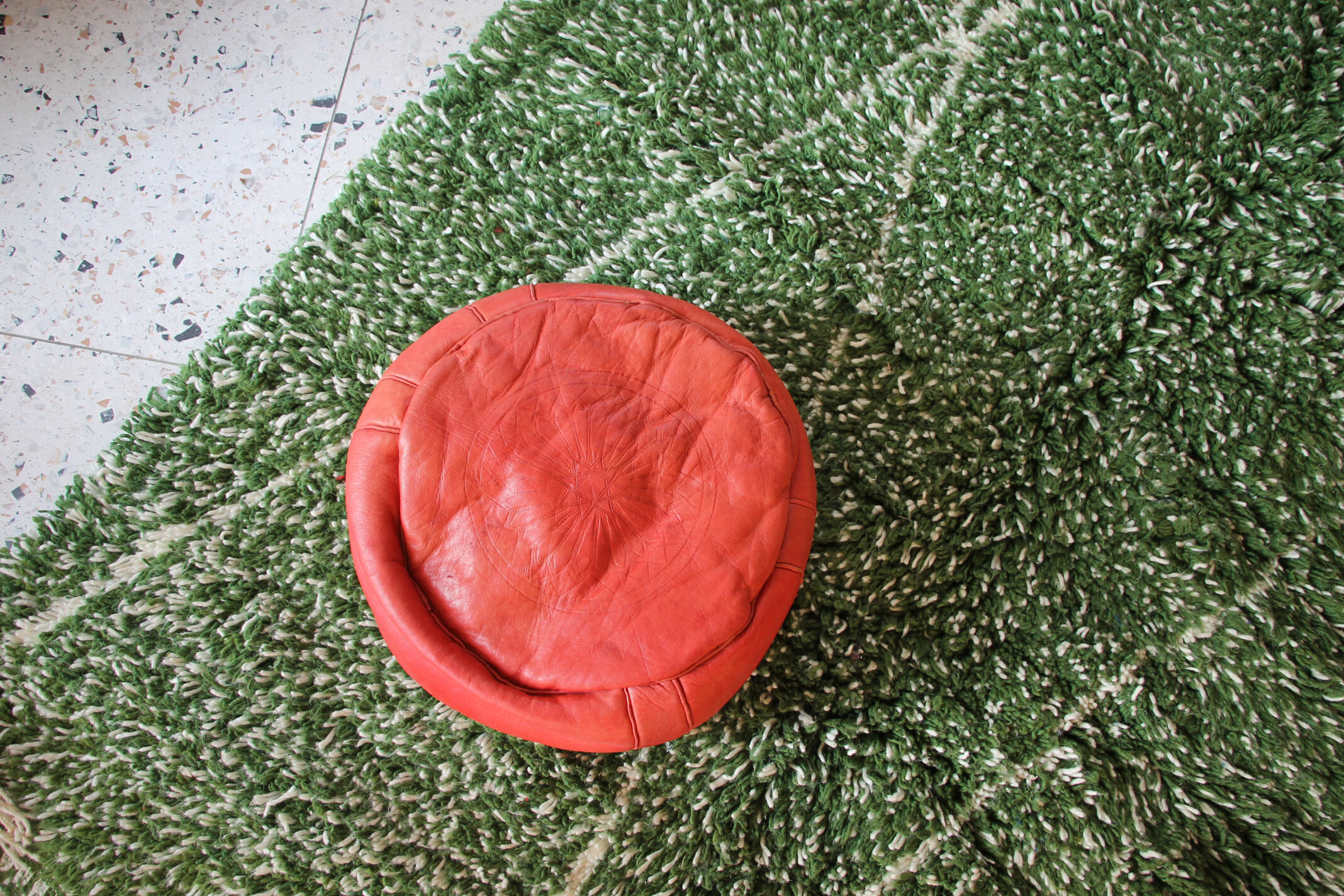 Berber carpet Beni Ouarain unique plant green 170x272cm