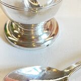 Vintage Silver-Plated Metal Egg Cup and Spoon for Birth