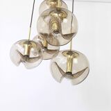 Grand cascading chandelier in smoked glass by Peill & Putzler, Germany, 1970s.