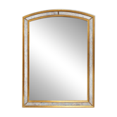Miroir de Deknudt avec panneaux latéraux en verre fumé marbré dans un cadre en bois doré