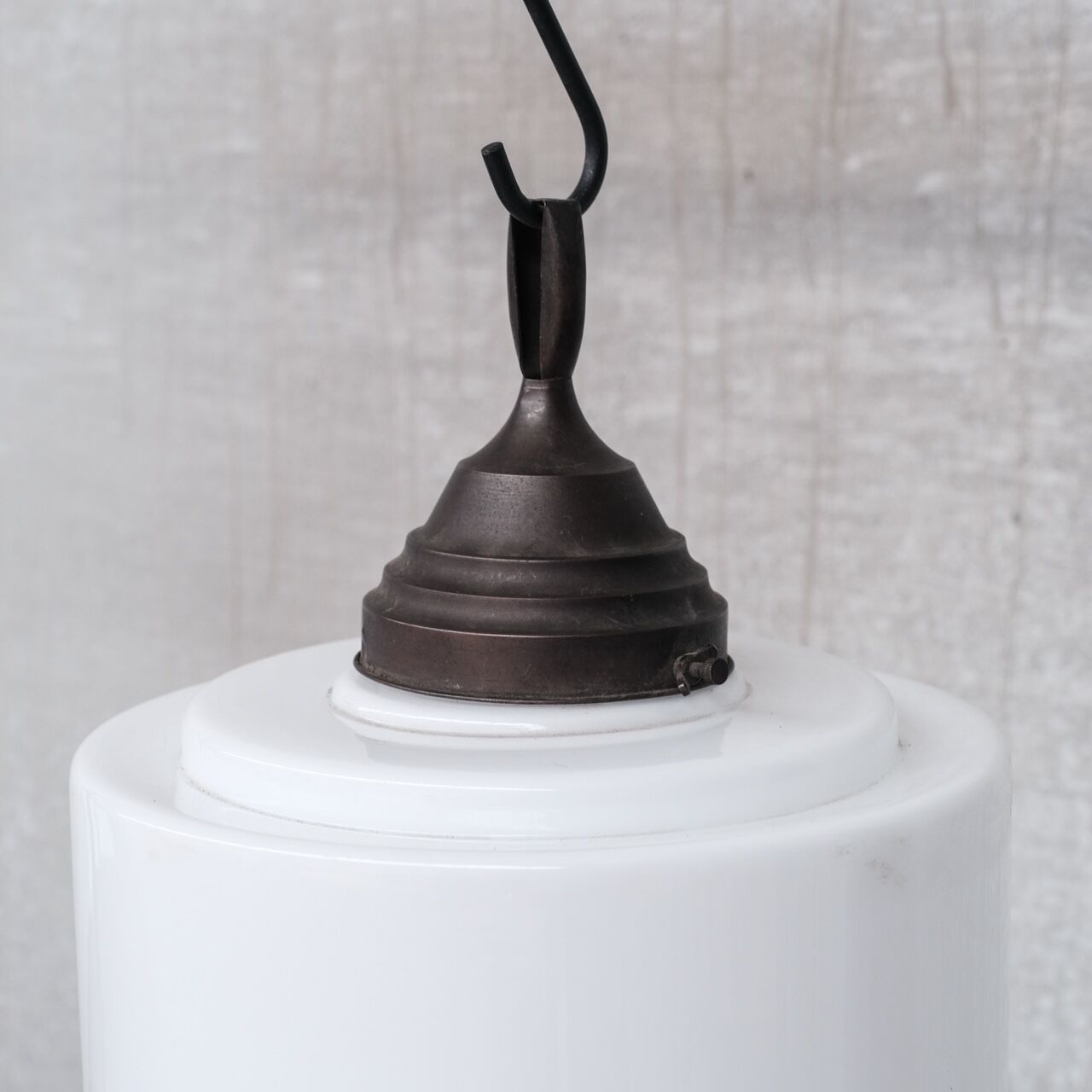 Opaline Glass and Brass Stepped Pendant Light