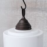Opaline Glass and Brass Stepped Pendant Light