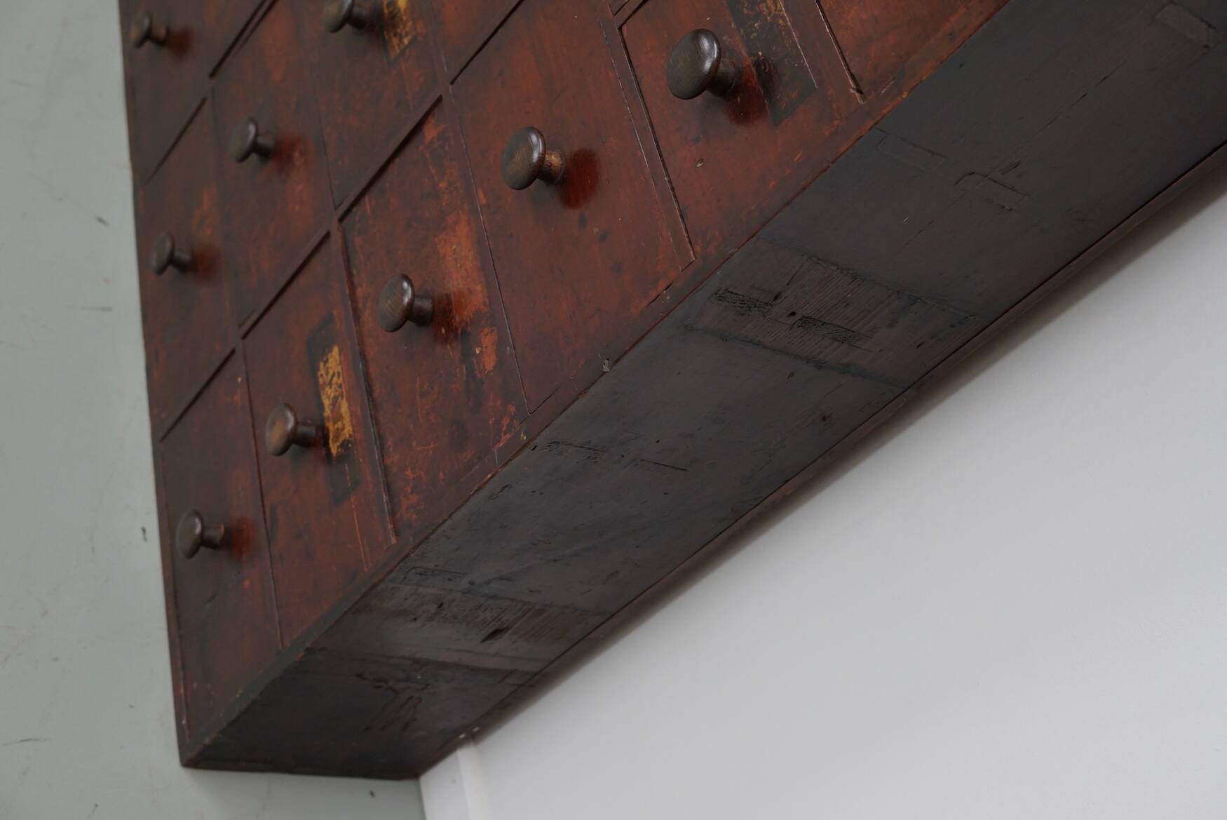 Antique Hardwood Apothecary Cabinet / Bank of Drawers, England, 19th Centur