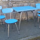 Blue formica set Jafae and its 4 vintage chairs, 70s