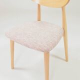 Dining Chairs Set of 6 Pink Soft Fabric Scandinavian design Natural wo