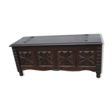 Bench chest, Louis XIII style in solid oak 1980s