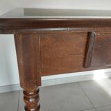 wooden desk, green leather top