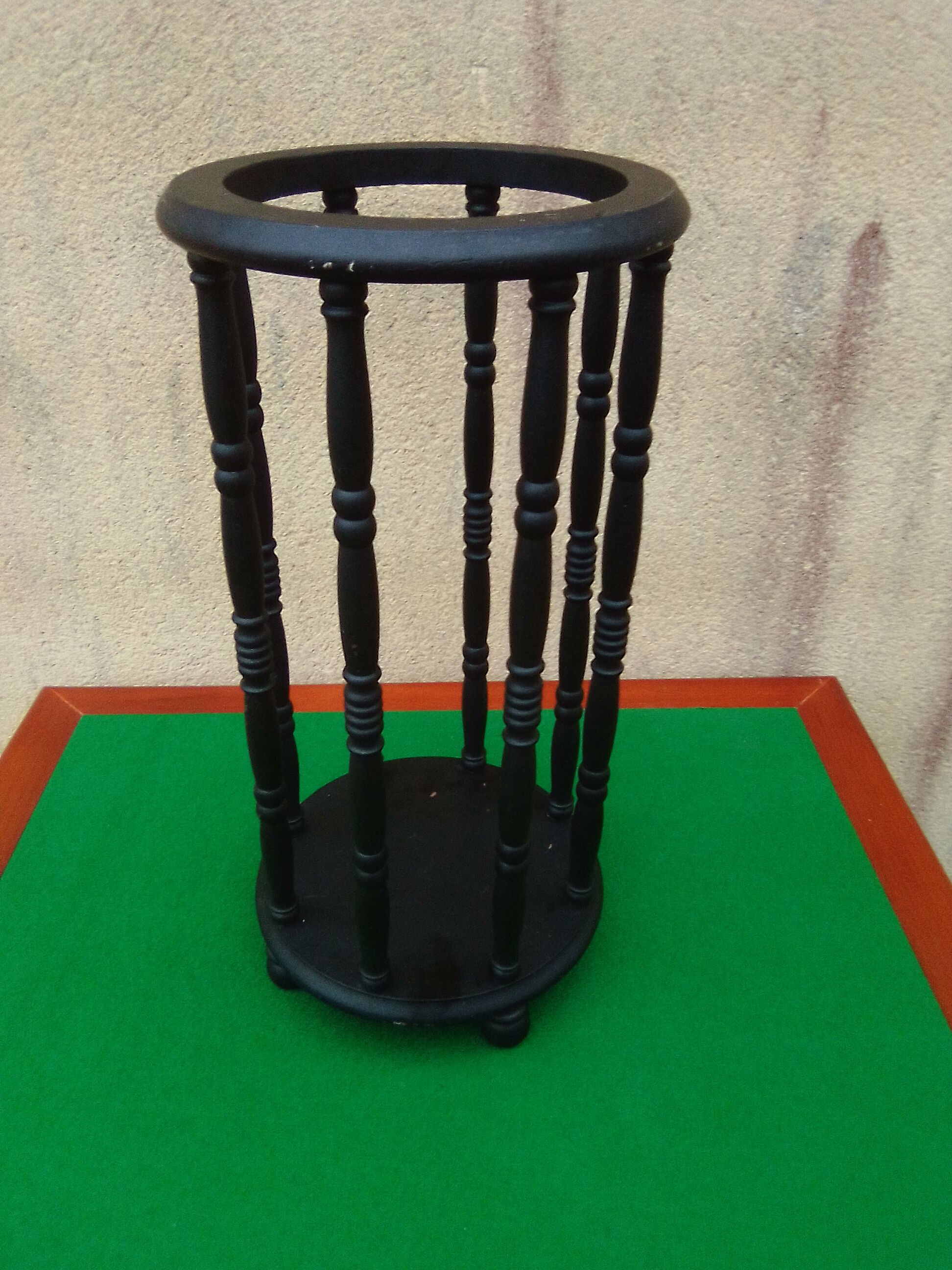 Porte parapluie en bois noir H 51 cm