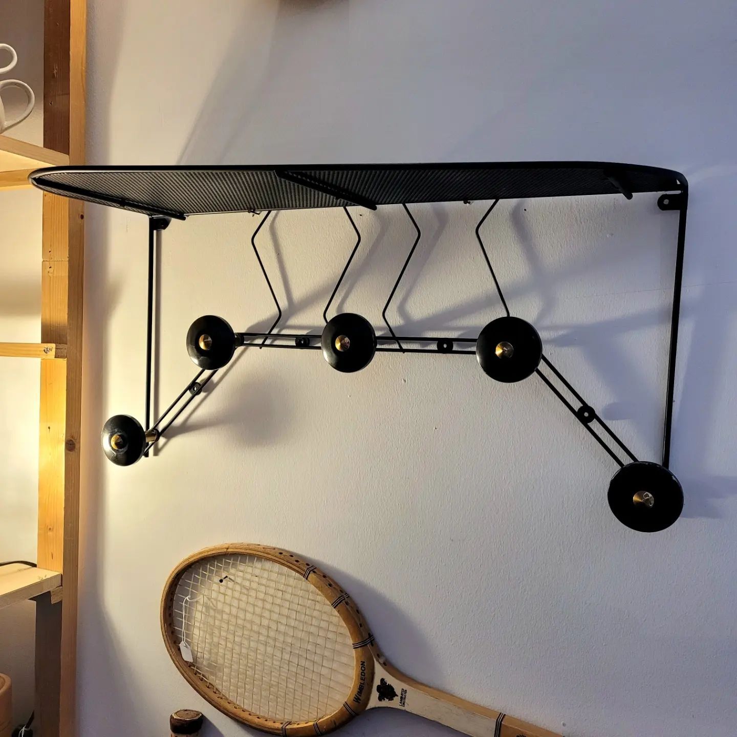 1950s wall-mounted coat rack