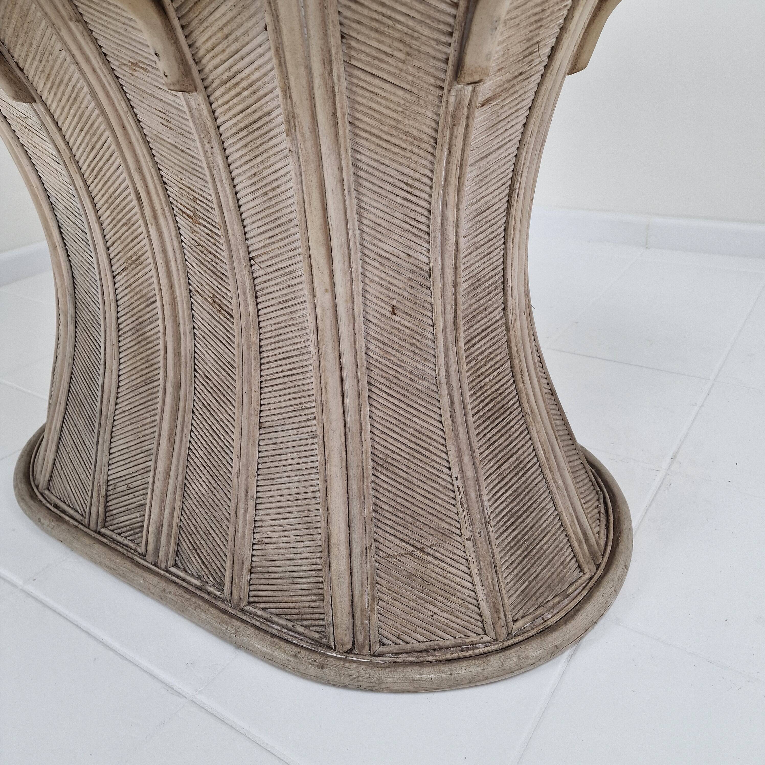 Vintage Oval Bamboo and Rattan Dining Table Base, France 1980's