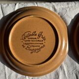 Set of 11 small dessert plates in brown-striped stoneware from Sarreguemines.