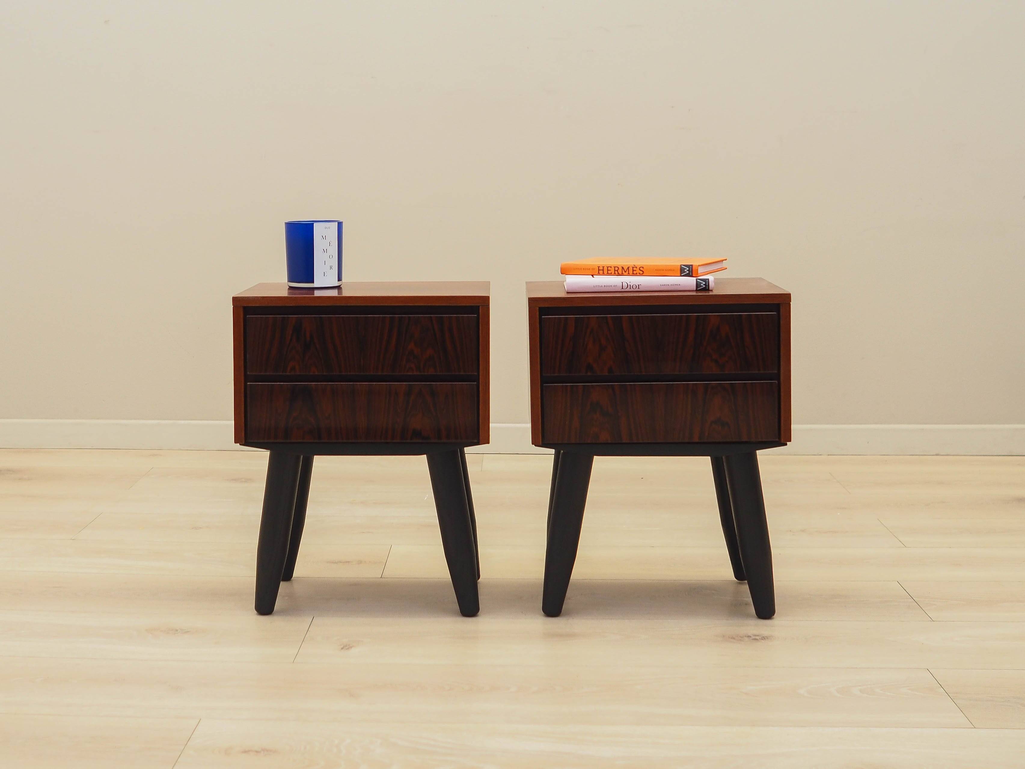 Set of rosewood bedside cabinets, Danish design, 1970s, production: Denmark