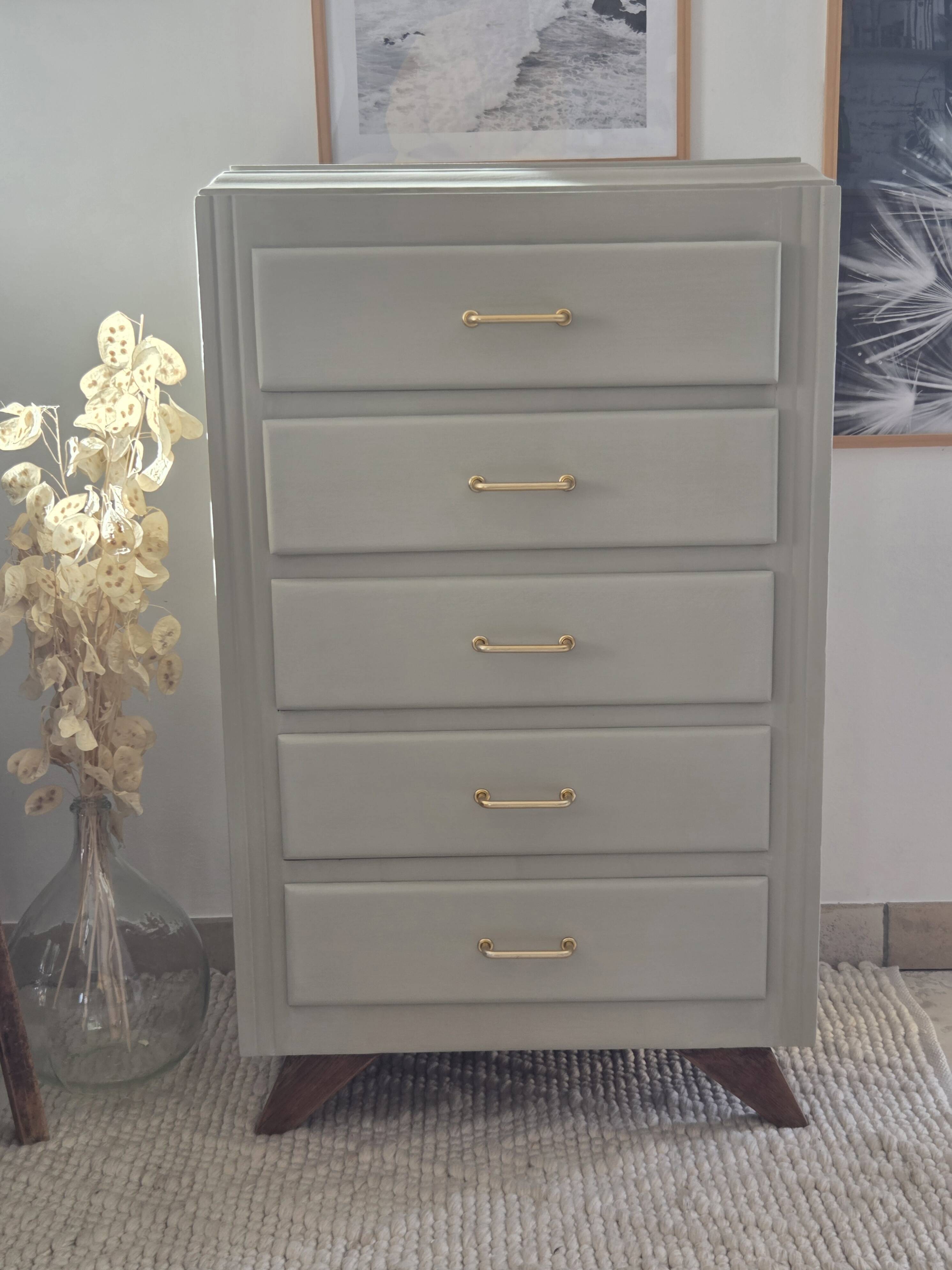 Chiffonnier 5 tiroirs et pieds compas vintage