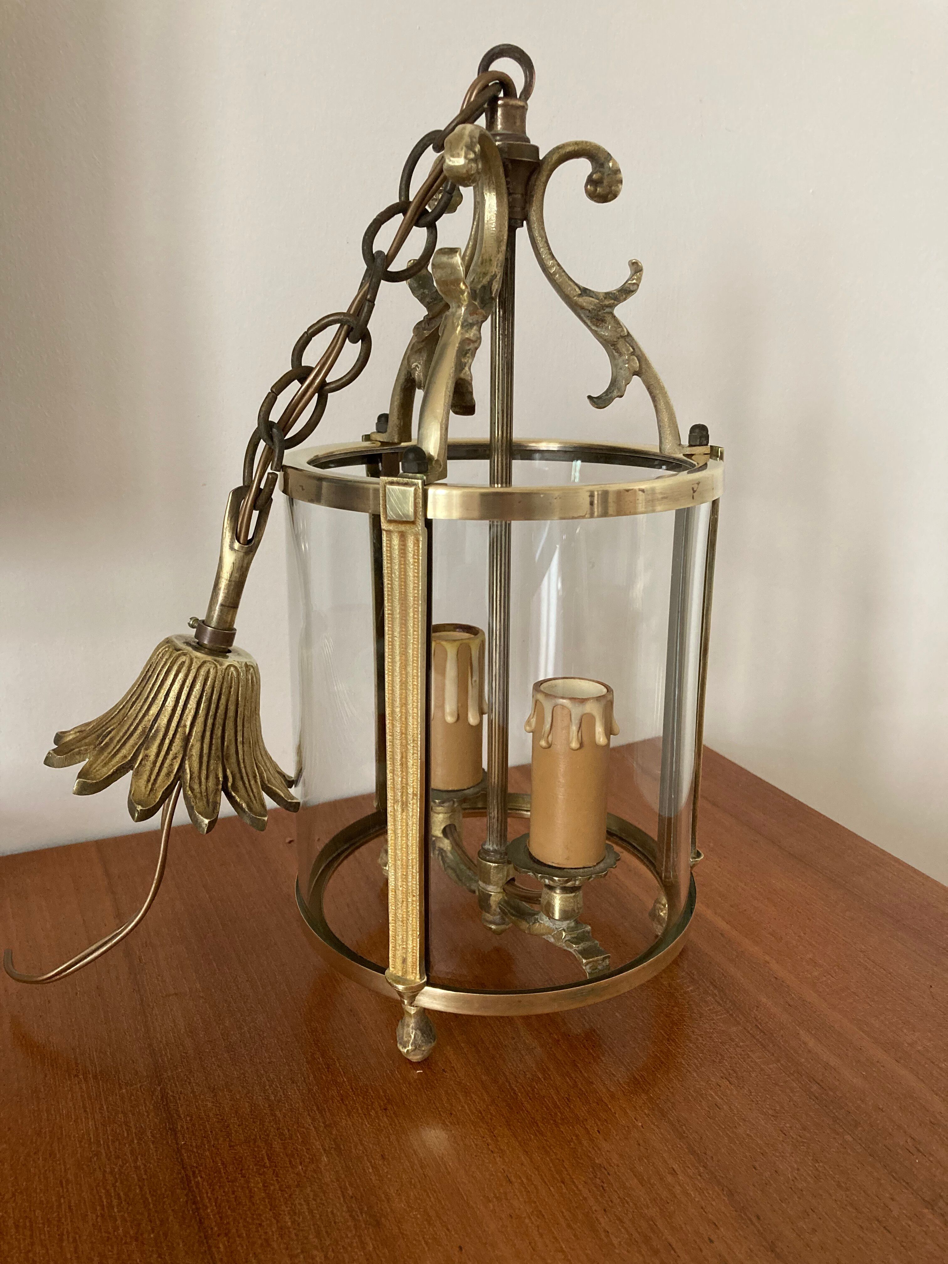 Vestibule lantern, gilded bronze, Louis XVI style