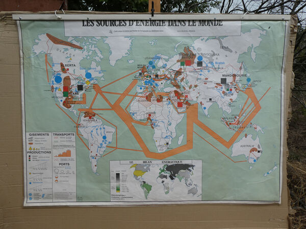 Carte scolaire vintage MDI Agriculture et pêche dans le monde