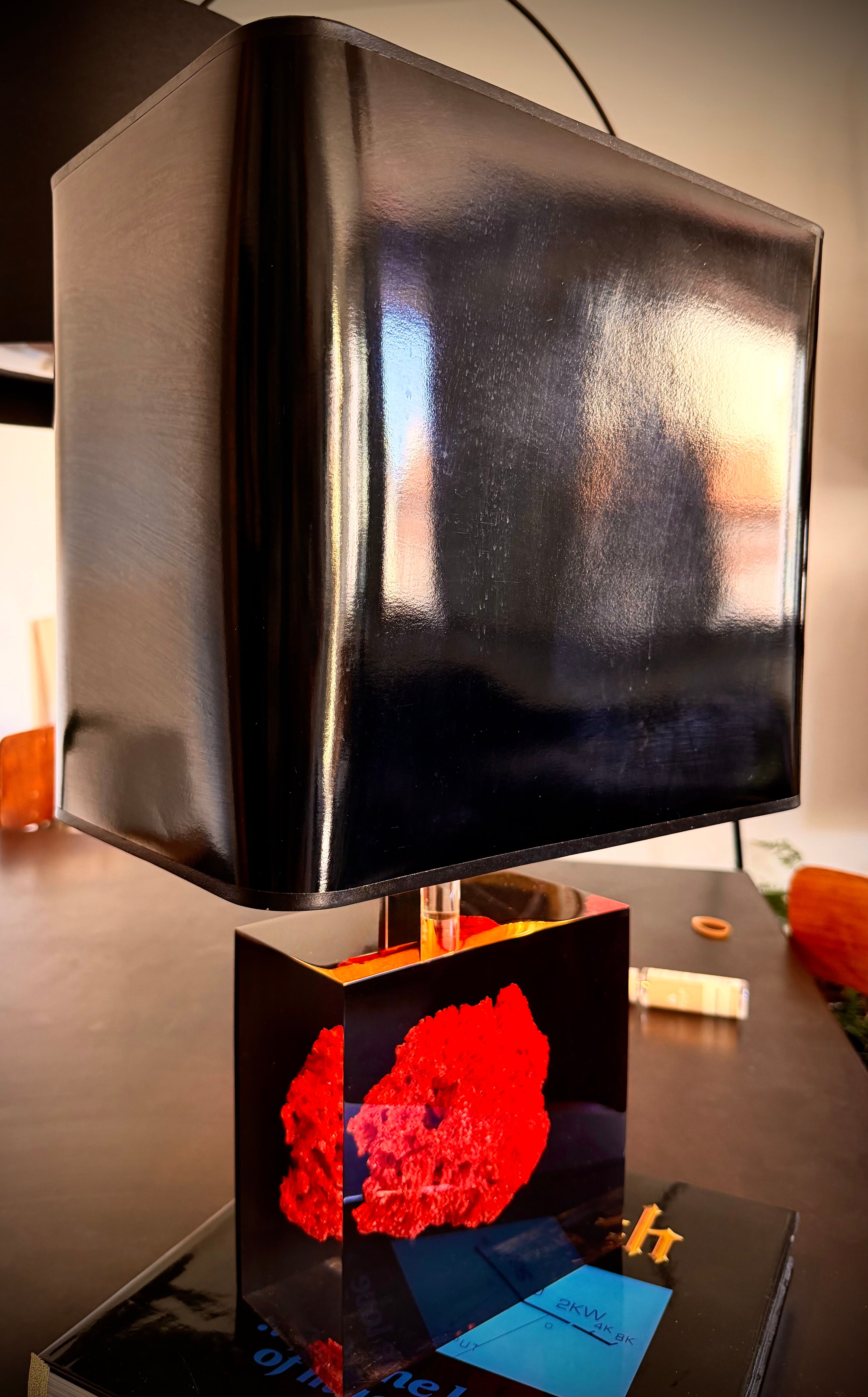 Coral red inclusion lamp by Pierre Giraudon