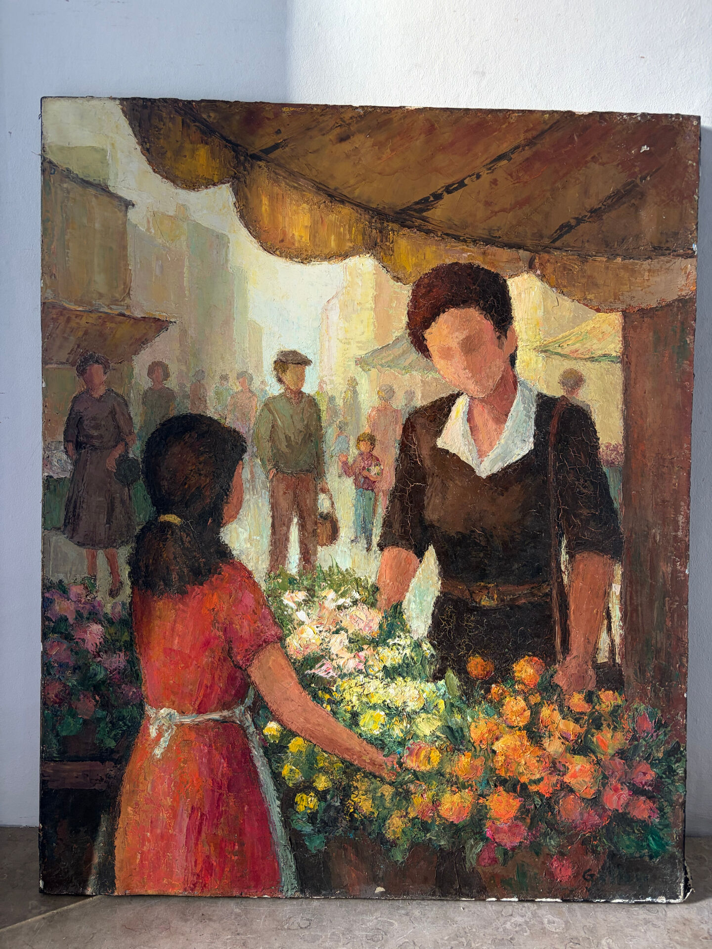 The Little Merchant, florist, oil on canvas