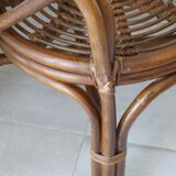 Vintage 1970s bamboo and rattan leaf armchair
