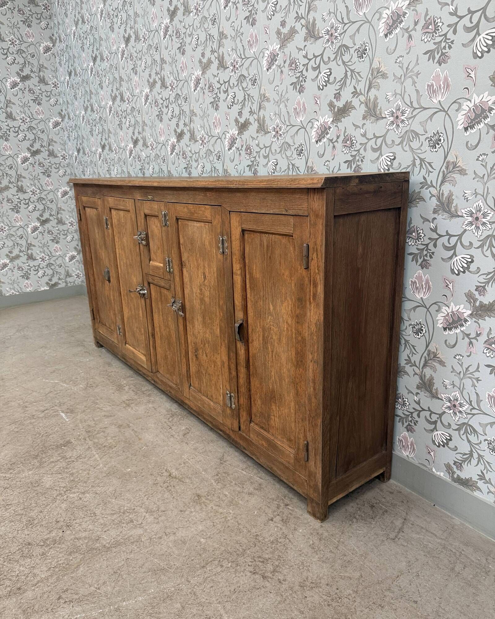 Old bar icebox in oak and zinc - sideboard (renovated)