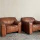 Pair of leather armchairs