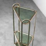 Console d’angle rangement métal verre 70s vintage