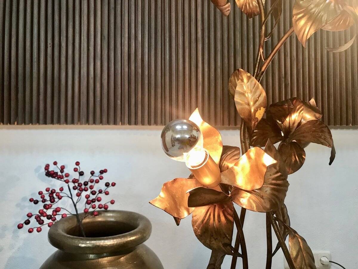 Gilded metal Florentine table or floor lamp by Hans Kögl, 1960s