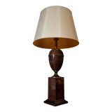 Marble effect lamp with its 1980s lampshade on shower stand