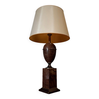 Marble effect lamp with its 1980s lampshade on shower stand