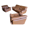 Canapé et deux fauteuils cuir