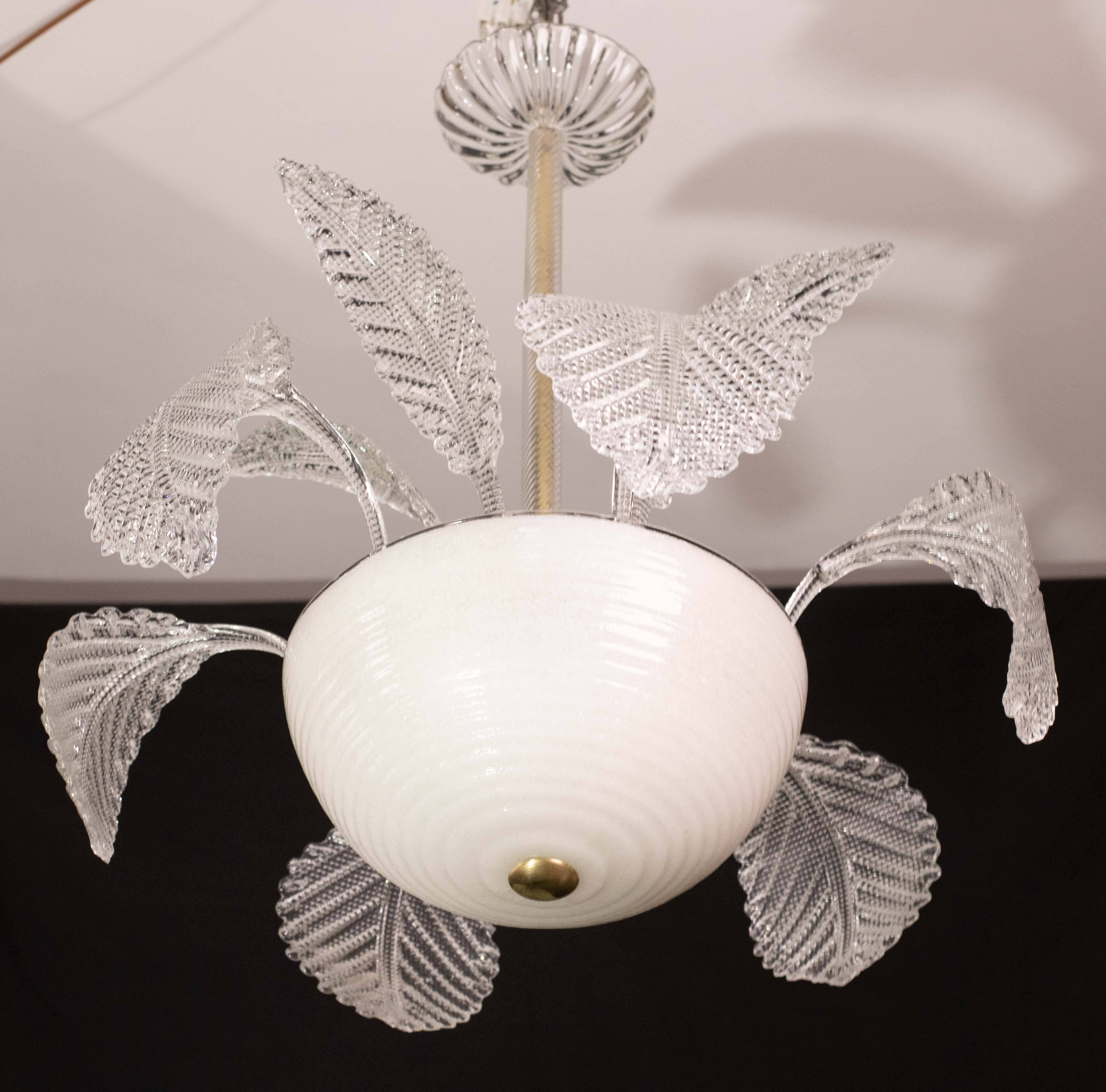Luxury Barovier & Toso Chandelier, Murano Pulegoso Glass, 1950s