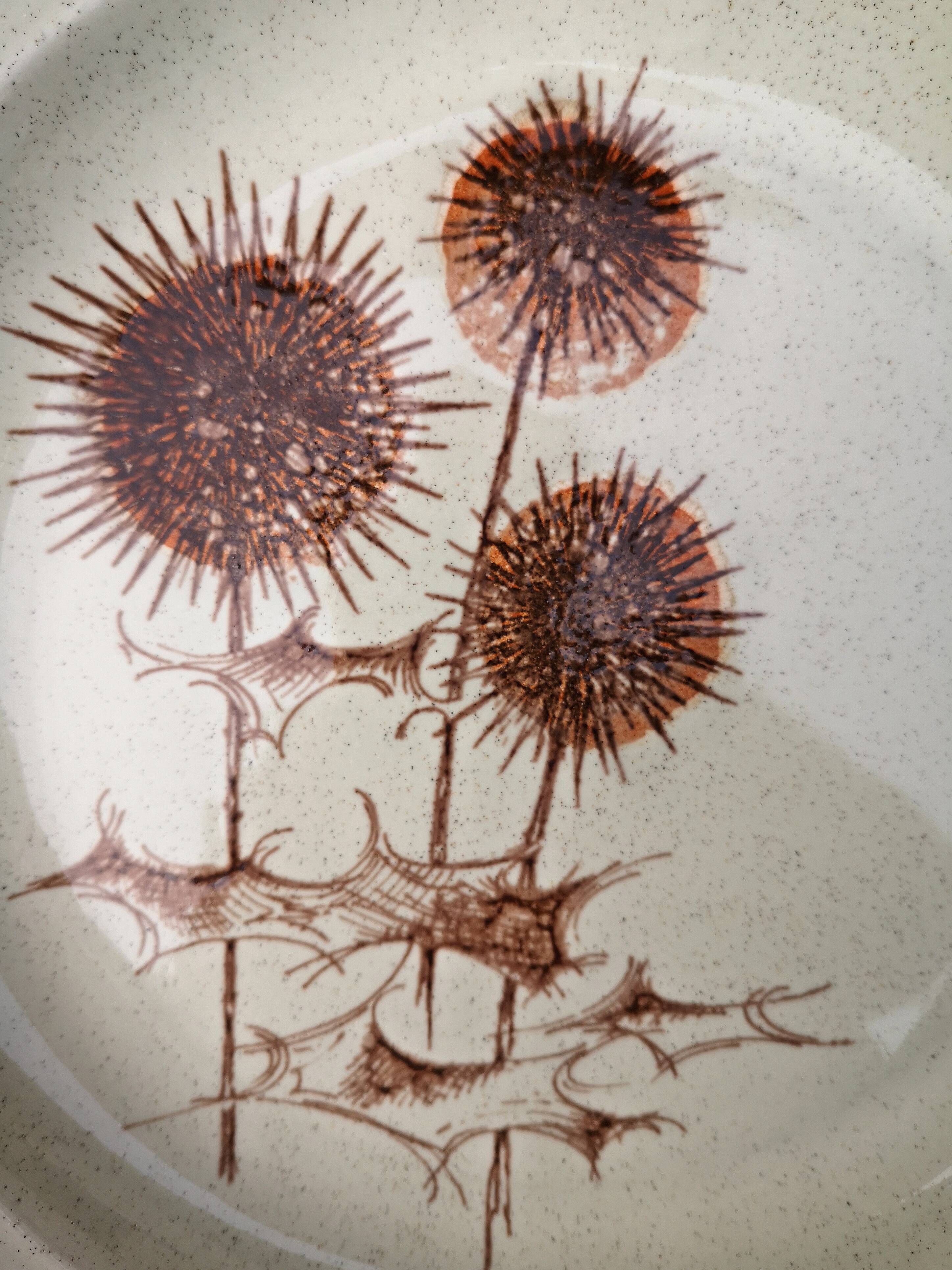 Set of 4 vintage stoneware plates, “Thistles” model