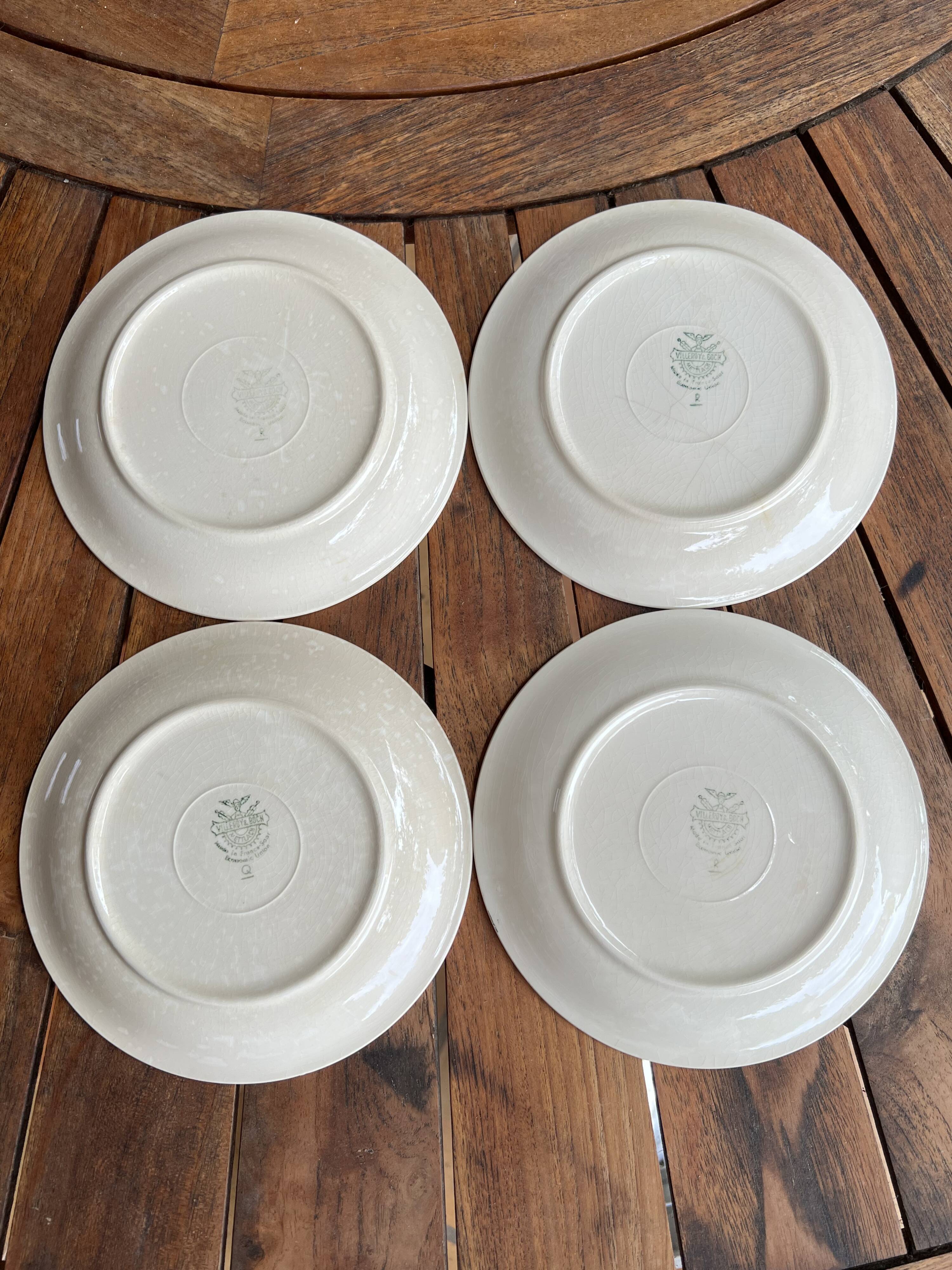5 vintage Gien dessert plates, model 4607