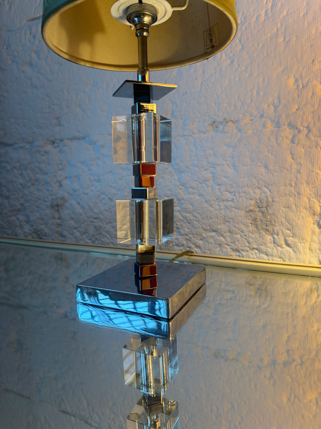 Art Deco lamp in chrome and crystal