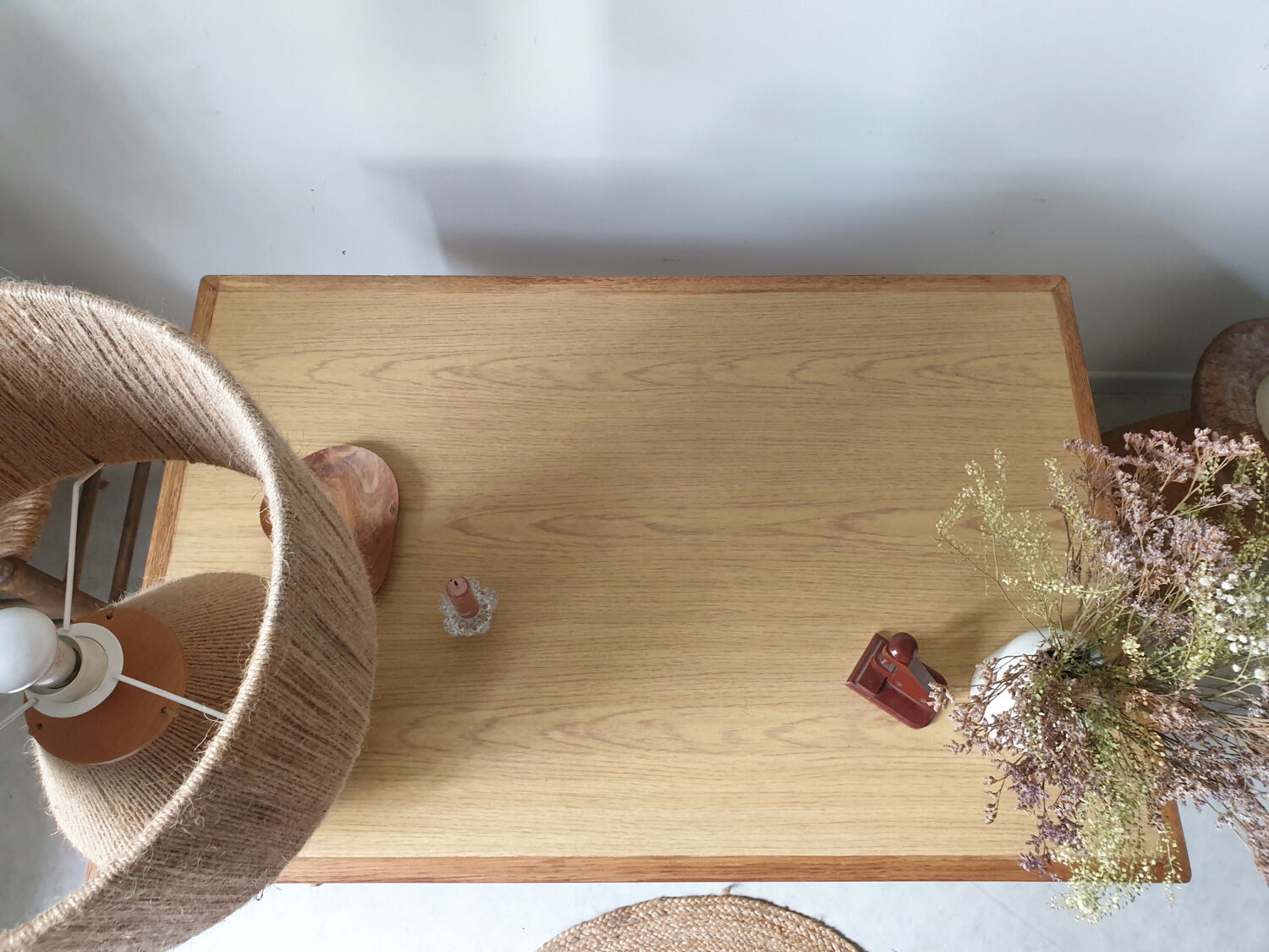 60's double-sided rattan desk